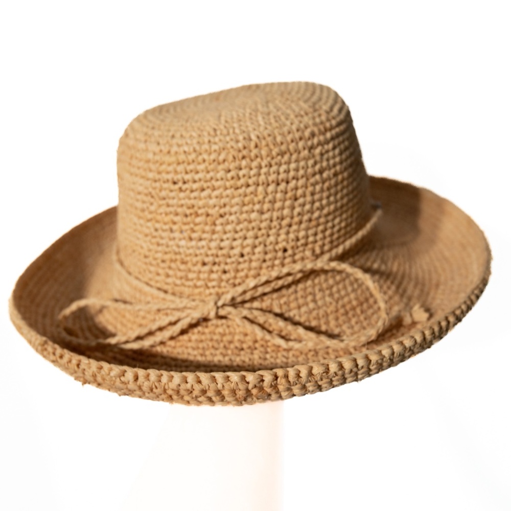 Scala Non-Crushable Natural Fiber Travel Sun Hat with Bow